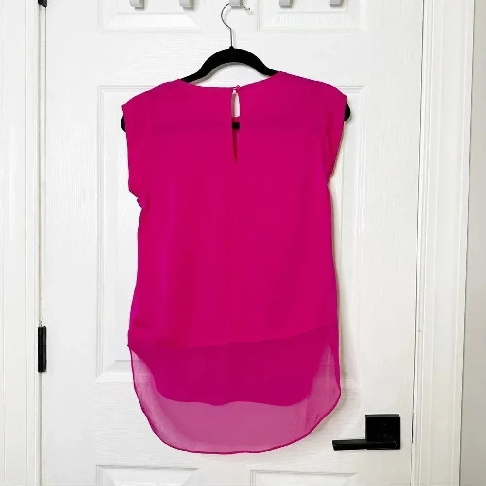 REBECCA TAYLOR Charlie Top 100% Silk Fuschia Barbiecore Size‎ 2 - Picture 6 of 7